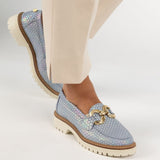 Blue Leather Loafer