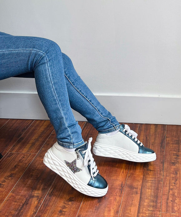 Navy-White Leather Sneaker