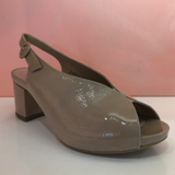 Beige Patent Leather Sandals - Tiramisu Shoes