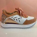 Platform Pink Leather Sneakers