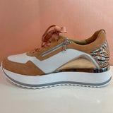 Platform Pink Leather Sneakers