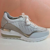 White/Silver Wedge Sneakers