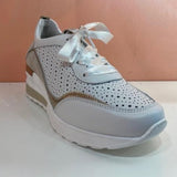 White/Silver Wedge Sneakers