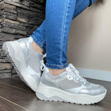 White Wedge Leather Sneakers