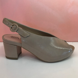 Beige Patent Leather Sandals - Tiramisu Shoes