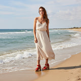 Red Cork Platform Sandals - Tiramisu Shoes
