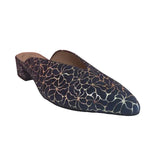 Navy and Gold Dressy Mules - Tiramisu Shoes