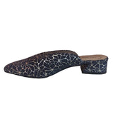 Navy and Gold Dressy Mules - Tiramisu Shoes
