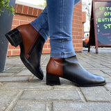 Black-Cognac Ankle Boots