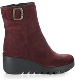 Burgundy Fly London Wedge Ankle Boots