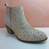 Beige Leather Summer Boots