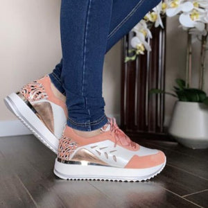 Platform Pink Leather Sneakers